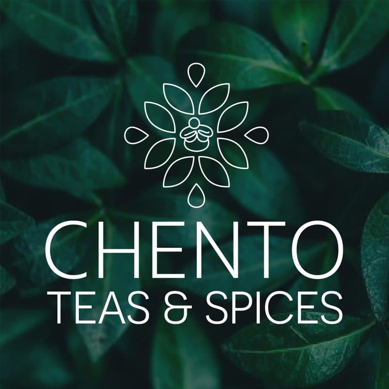 Chento tea blend packages with hand-printed linocut labels